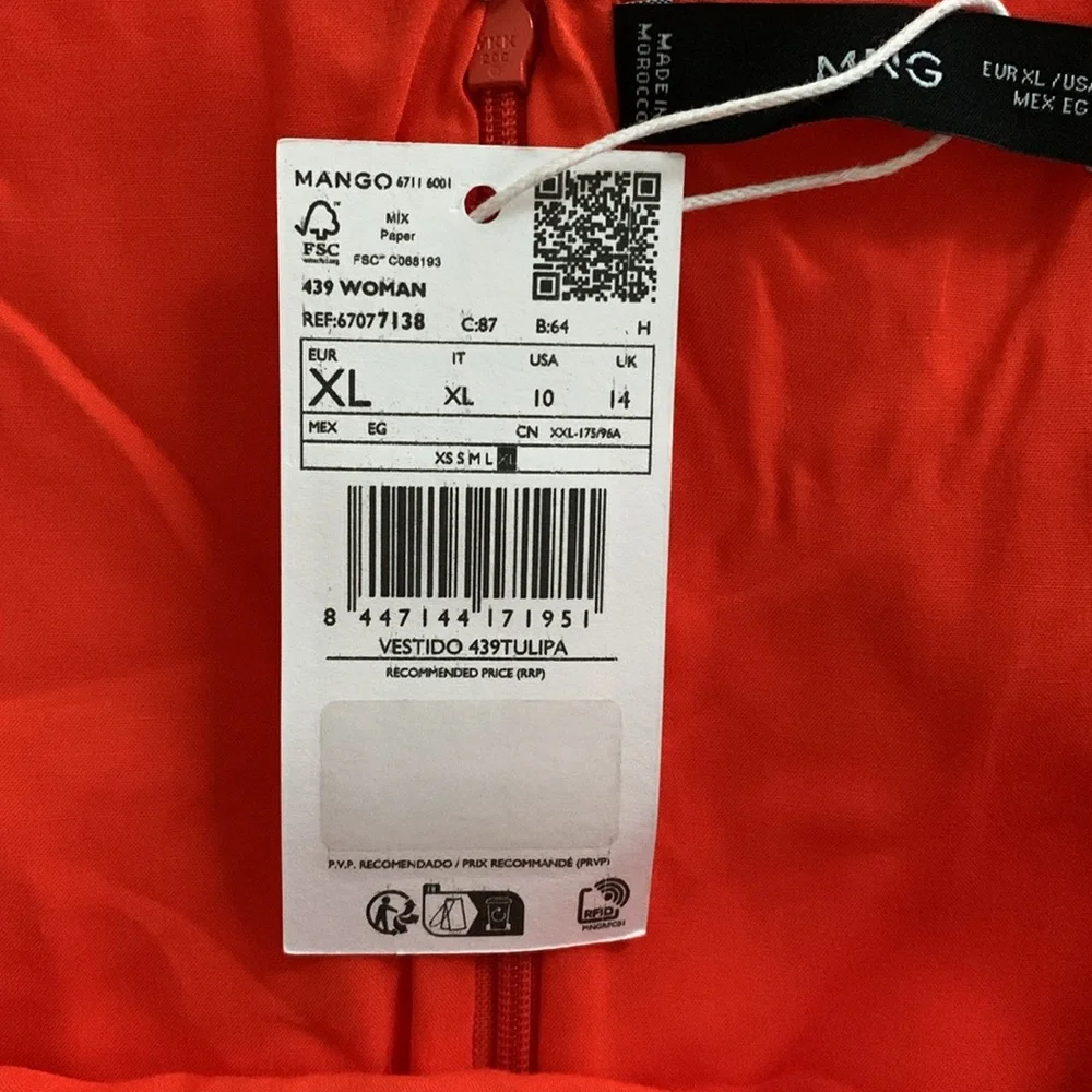 Mango Strapless Puff-Sleeve Mini Dress in Bright Orange - Picture 10 of 10